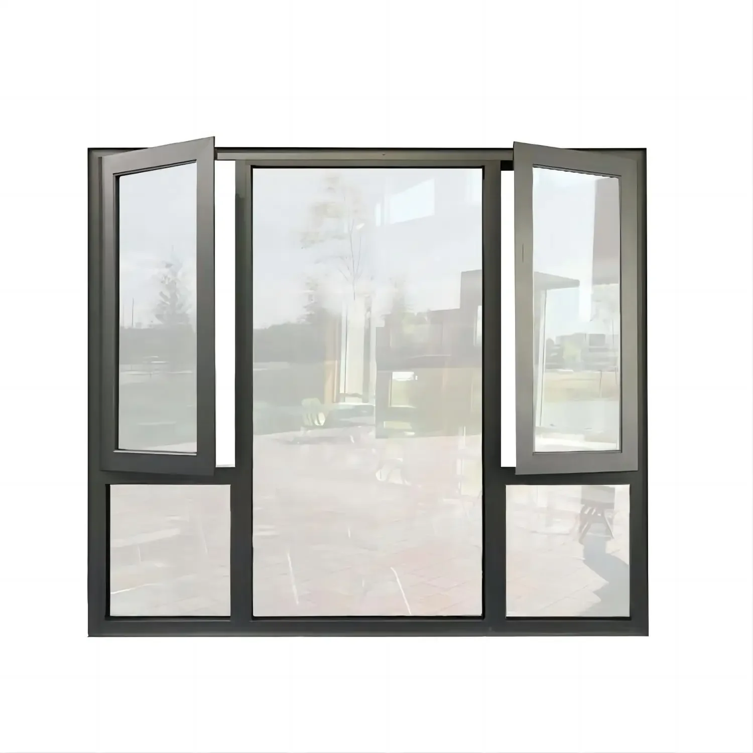 Sixinalu Aluminum Windows Custom Size Built Thermal Break Aluminum Steel Double Glazing Tempered Glass Casement Windows Home