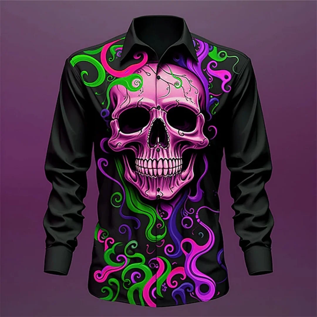New Shirts Fashion Two-color Splicing Men's Casual Tops Buttons Designer Clothing Men Party Temperament Dress Long-sleeved Shirt
