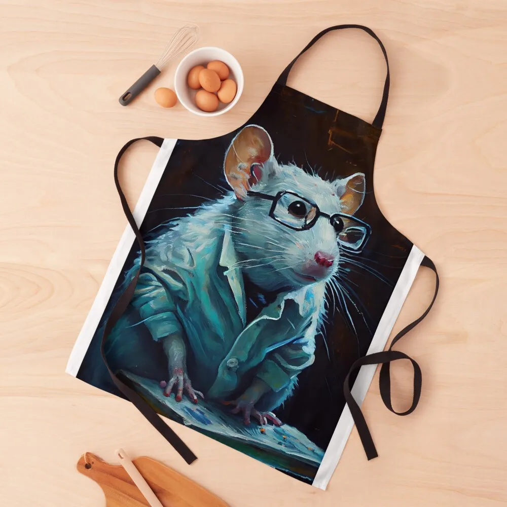 

Lab Rats - impasto oil painting. A mouse doctor reading up on current medical practices Apron Waiter Uniforms Apron