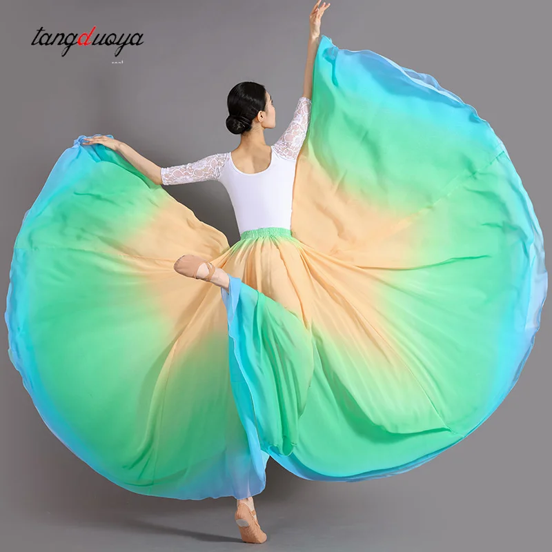 360/540/720 Degree Classical Dance Performer Gradient Skirts for Women Stage Performance Classical Dance Practicing Skirt