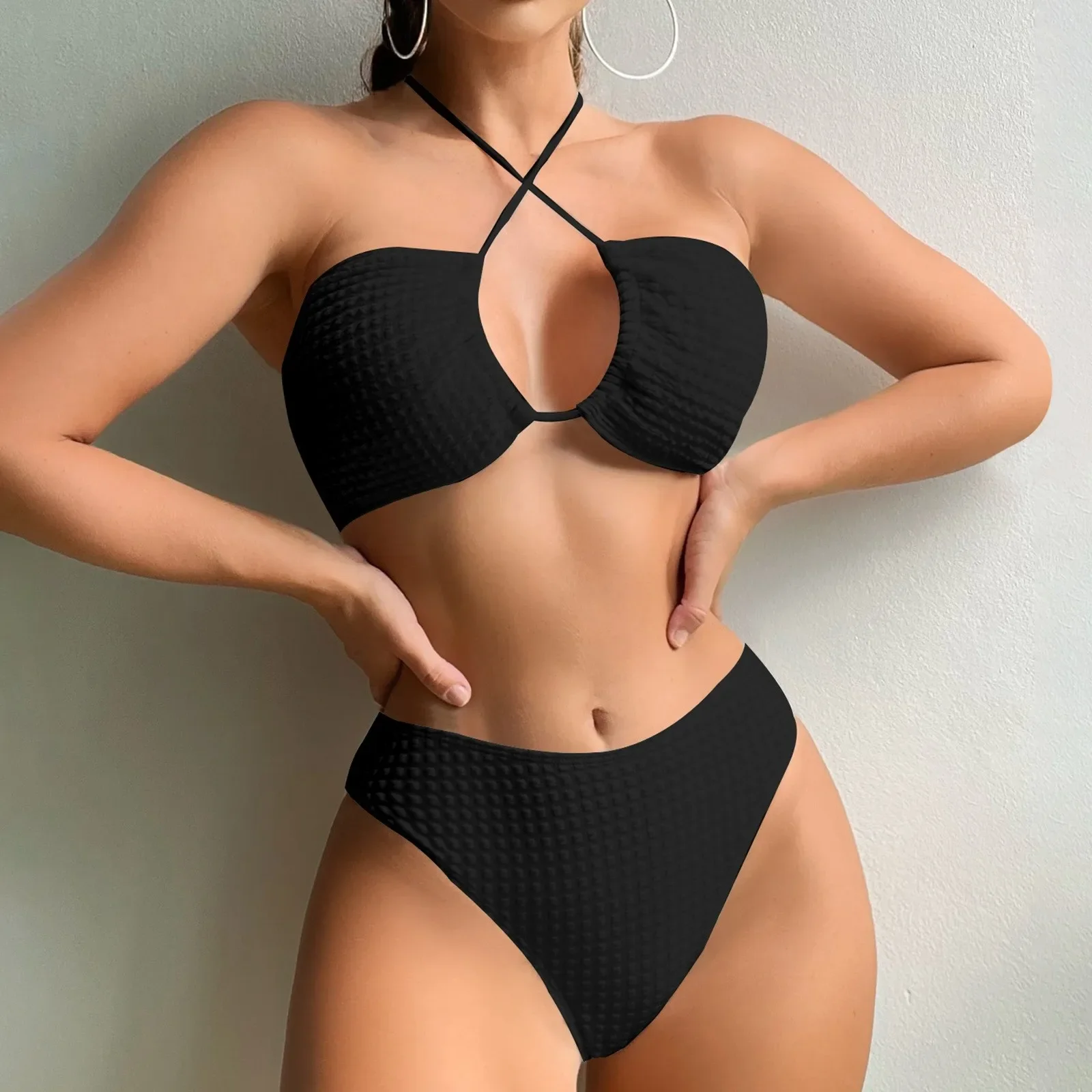 

Push Up Female Swimsuit Thong Brazilian Swimwear Women's Sexy Bikini Swim Plain Print Beachwear Bandage Brazilian Swimsuit