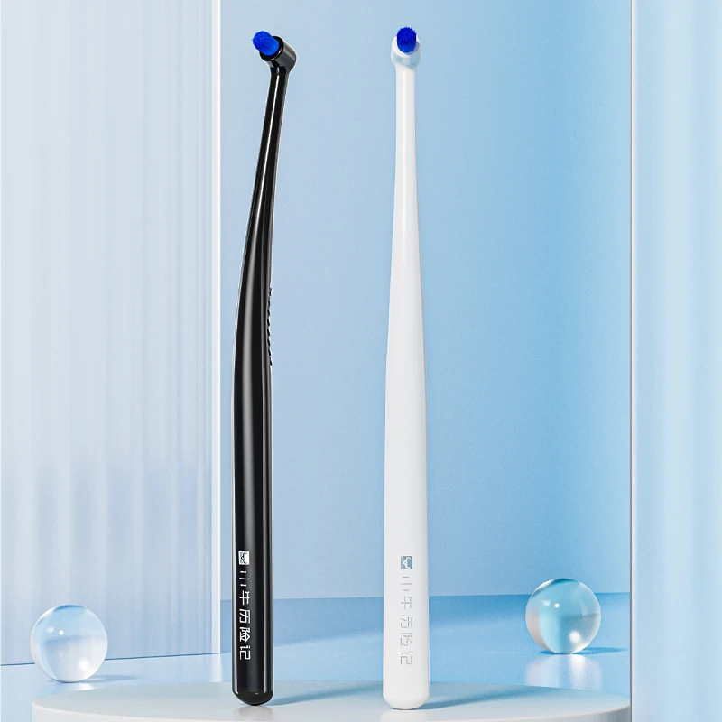 Sikat Gigi Khusus untuk Kawat Gigi, Desain Miring, Pembersihan dan Perawatan Rongga Mulut Dalam, Hitam dan Putih, Cocok untuk Braket Kawat Gigi, Sikat Gigi Manual Dewasa, Bulu Lembut Nilon Ultra Halus, Gigi Bijak Mulut, Implan Gigi Tiruan, Sikat Celah, 1 Pak