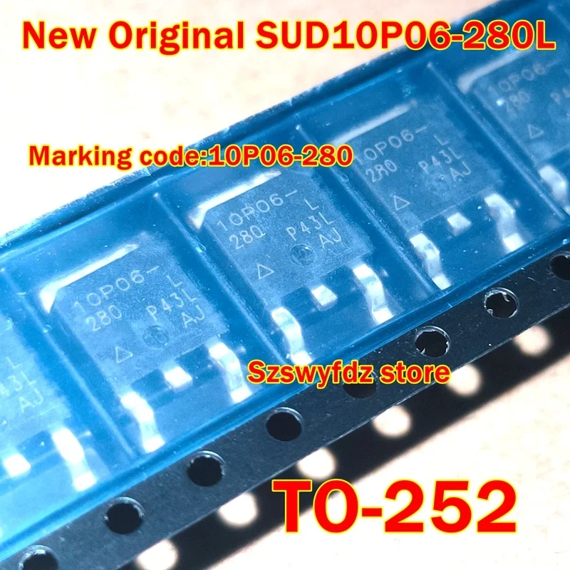 1pcs to 100pcs  New Original SUD10P06-280L SUD10P06-280L-T1-E3 TO-252 Marking code:10P06-280 P-Channel 60 V MOSFET TRANSISTOR