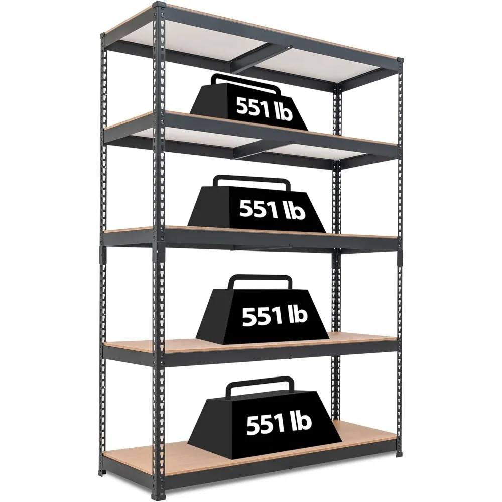 

5 Tier Laminated Boltless Heavy Duty Garage Storage Adjustable Wide Size Metal Shelving Unit Utility Rack Shelves