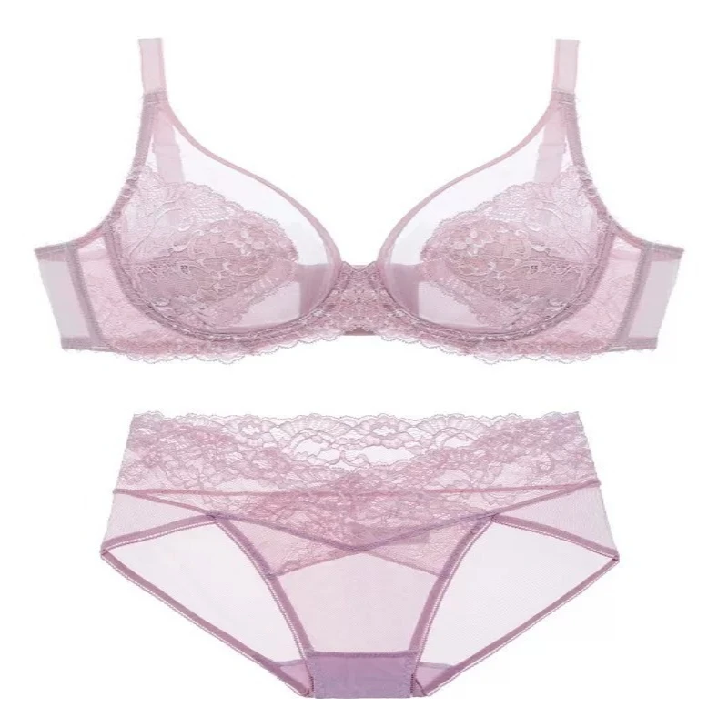 MOYISU Sensual Lingerie Set Women's Big Boobs Small Boobs Hottie Set Ultra Thin Push-up Breast Anti-sag Soft Underwire Set AB CD