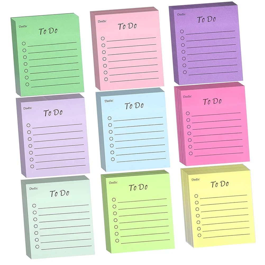 

9 Pcs Fluorescent Color Office School Tearable Self Adhesive Paper Memo Stickers Teaching Equipment