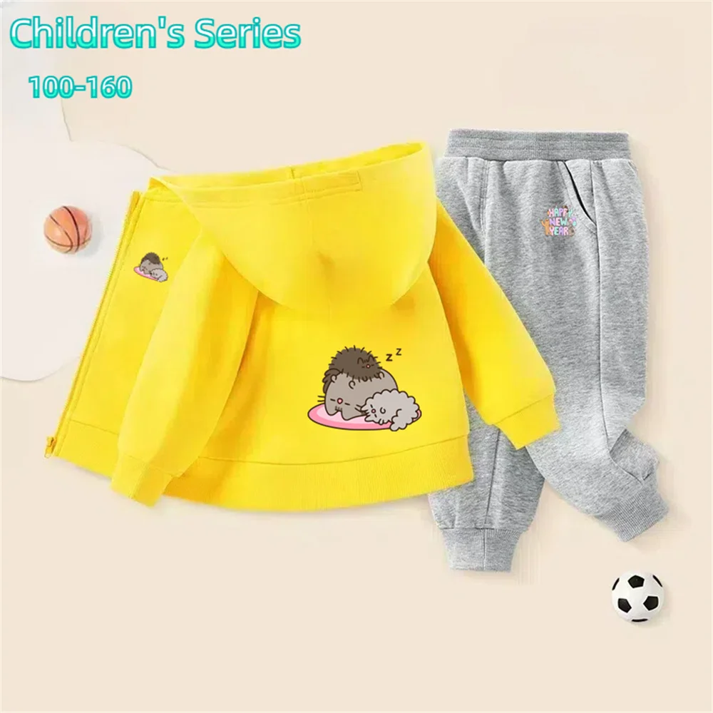 Cartoon Print Campus Autumn Long Sleeve New Children's Casual Sports Shirt Fashion Outerwear Sports Style