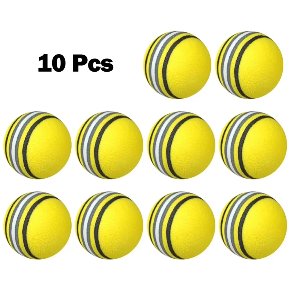 10Pcs 35mm Golf Practice Foam Balls - Soft Rainbow Sponge Swing Training Aids for Indoor Outdoor Universal Fit