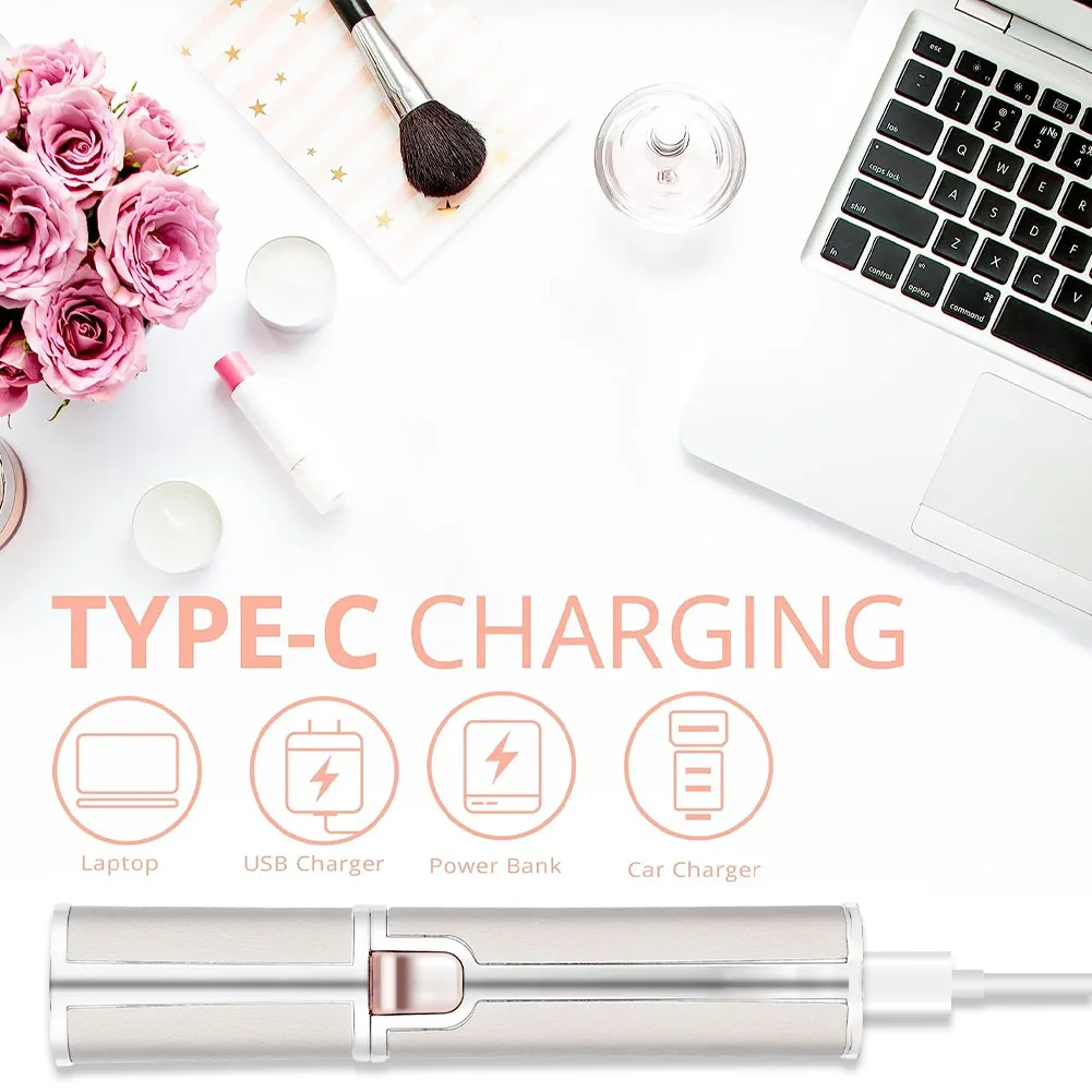 Solimpia 2-In-1 Women Electric Epilator Painless Hair Remover for Lady Shaver Eyebrow Shaper Facial Armpit Portable Trimmer