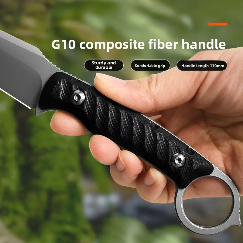 Outdoor edc small fixed blade knife - portable knife for emergency camping and survival - high hardness with sheath