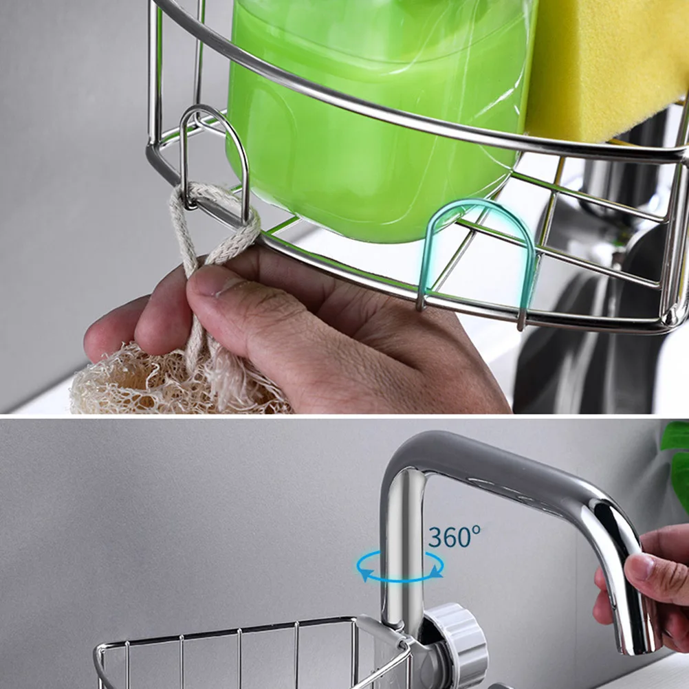 

Faucet Rack Kitchen Sink Organizer Adjustable Sponge Holder Soap Basket Drainage Shelf Clamp Design Easy Install No