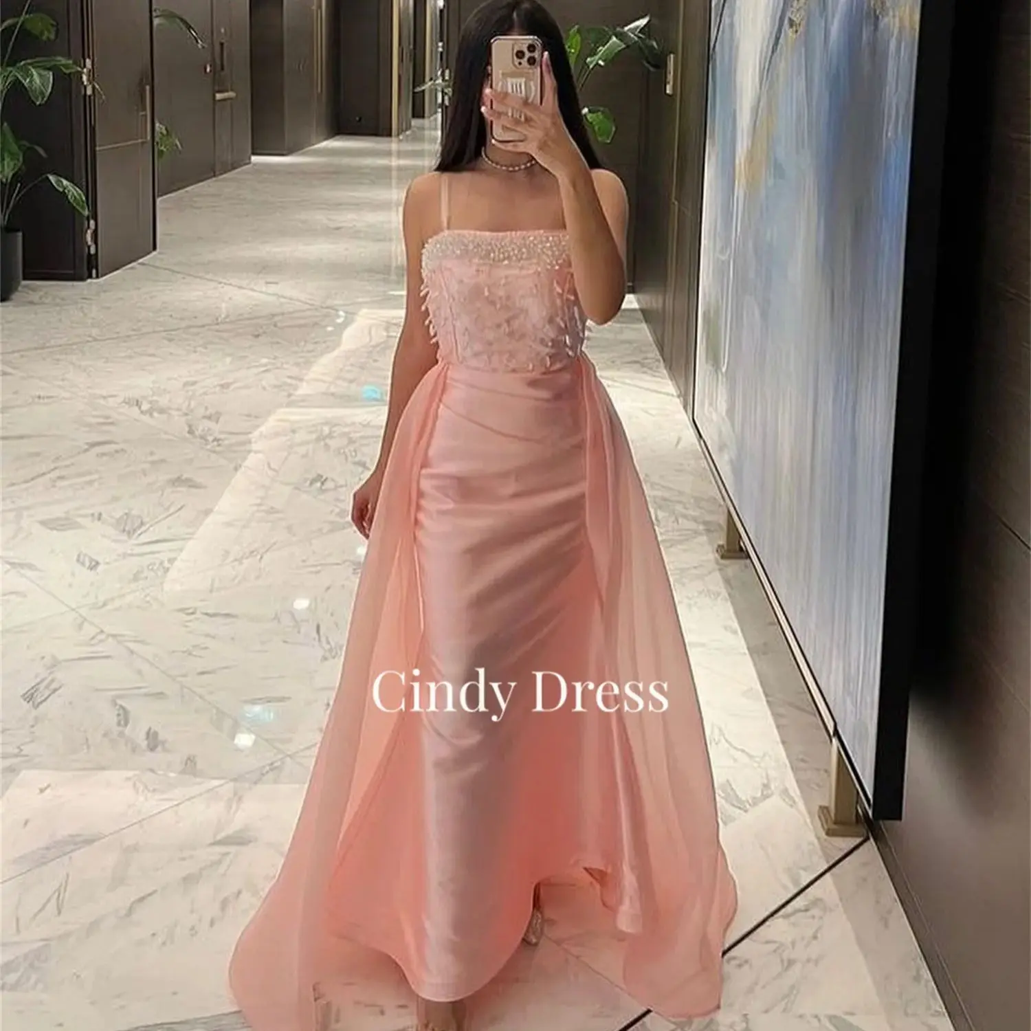 

Cindy Pink Satin Organza Hand-applied Diamonds Beaded Off-shoulder Sexy Saudi Elegant Gowns Party Dresses Prom Evening Gown Long