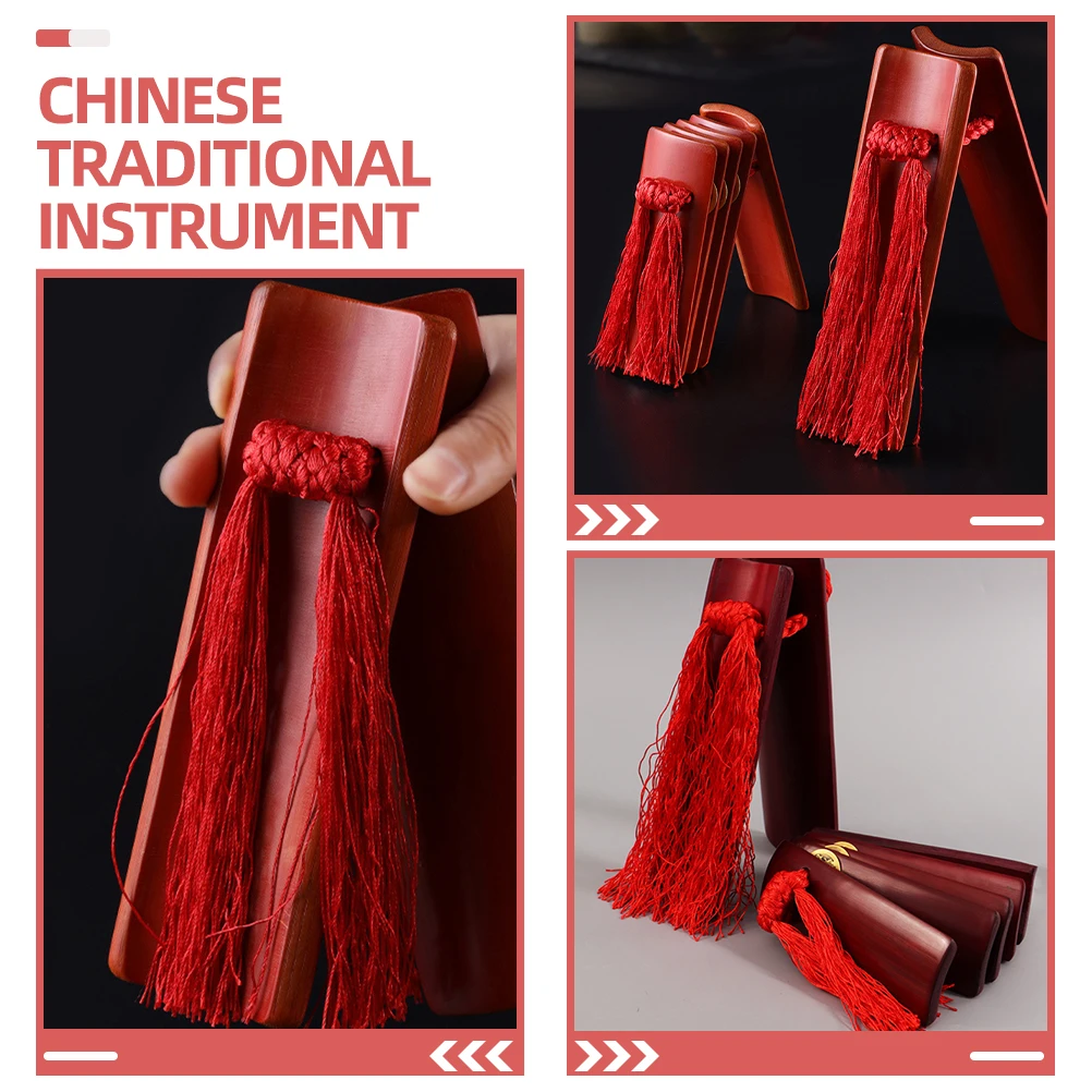 

2pcs Children Kuaiban Set Chinese Bamboo Allegro Clapper Instrument for Kids Small Large Plate Percussion Musical Traditional