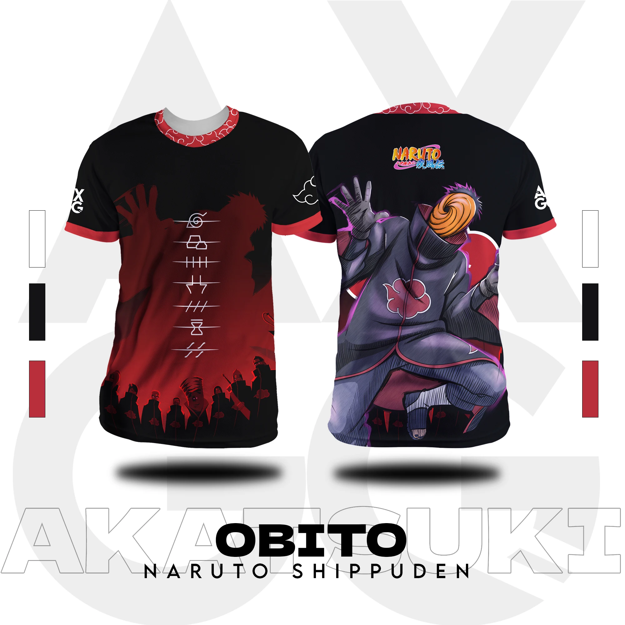 Naruto Akatsuki Itachi Obito Pain Anime T-Shirt AOP Print Breathable Quick Dry Unisex Sports Tee Casual Family Summer Streetwear