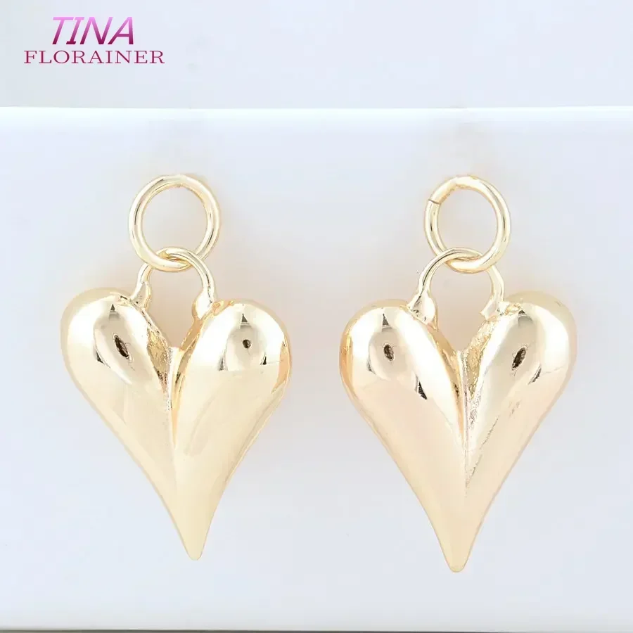 4PCS 20*27MM 24K Gold Color Brass Heart Charms Pendants Jewelry Making Supplies Diy Necklaces Bracelet Findings Accessories