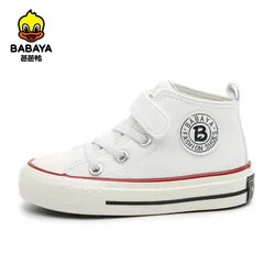 Babaya Children Canvas Shoes Boys Sneakers 2024 Spring New High-top Breathable Girls Shoes for Kids White Casual Shoes