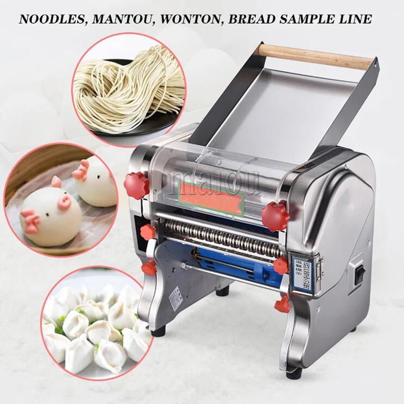 Electric Noodle Press Machine Dough Roller Stainless Steel Desktop Pasta Dumpling Maker Commercial Kneading Noodle Machine