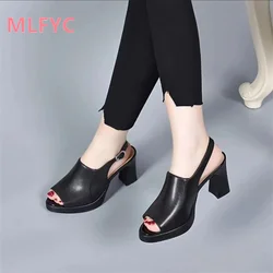 European and American fashion sandals, women's new style sandals, women's thick heels, fashion fish mouth high heels