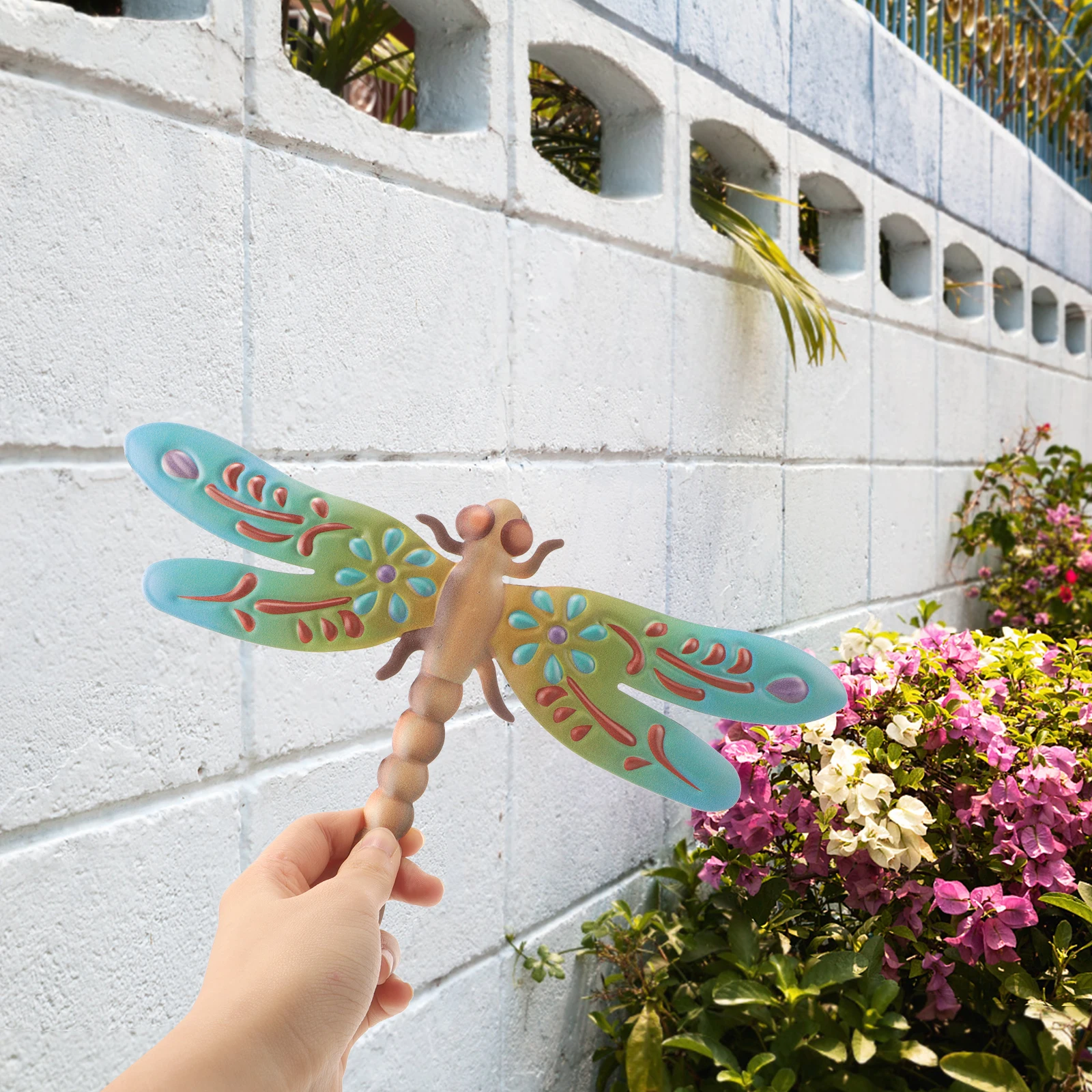 

Wall Iron Decor Wrought Blue Metal Garden Fence Gate Craft Dragonfly Shaped Dragonfly Ornaments Hanging Ornament