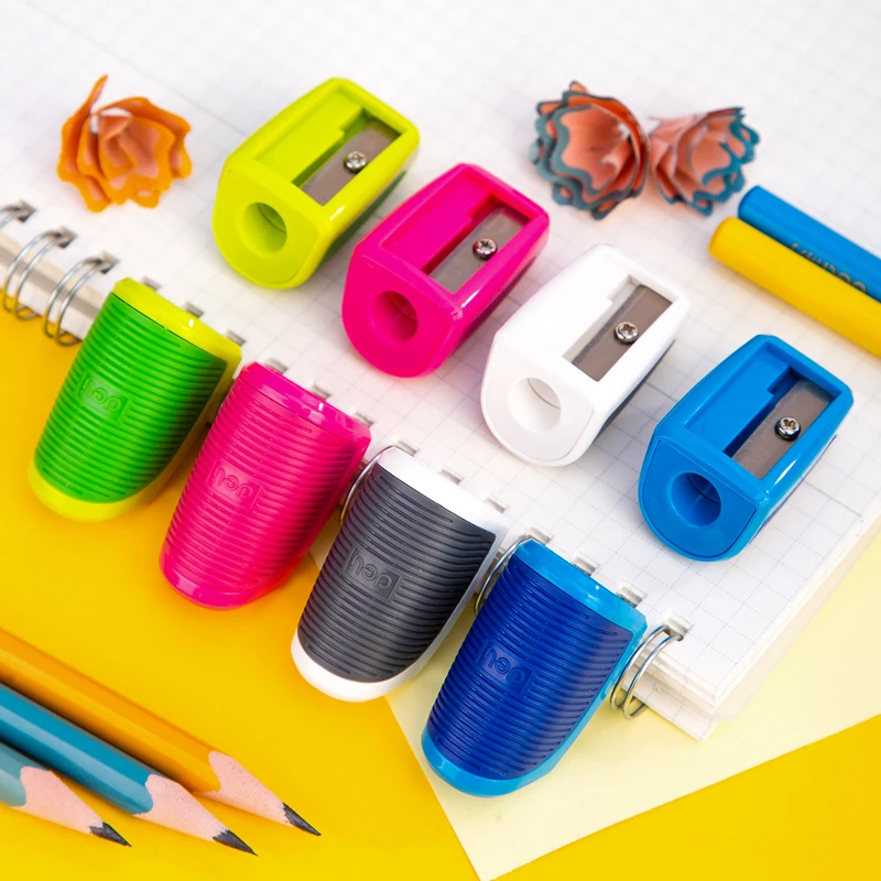 Deli 4pcs/set Pencil Sharpener Portable Single Hole Sharpener School Supplies Stationery for Kids Gift Pencil Sharpener