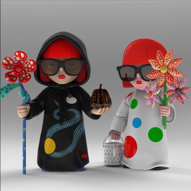 Yayoi Kusama Doll | Snake Year Limited Edition Art Magician, Polka Dot Pumpkin & Flower Design, Birthday Gift