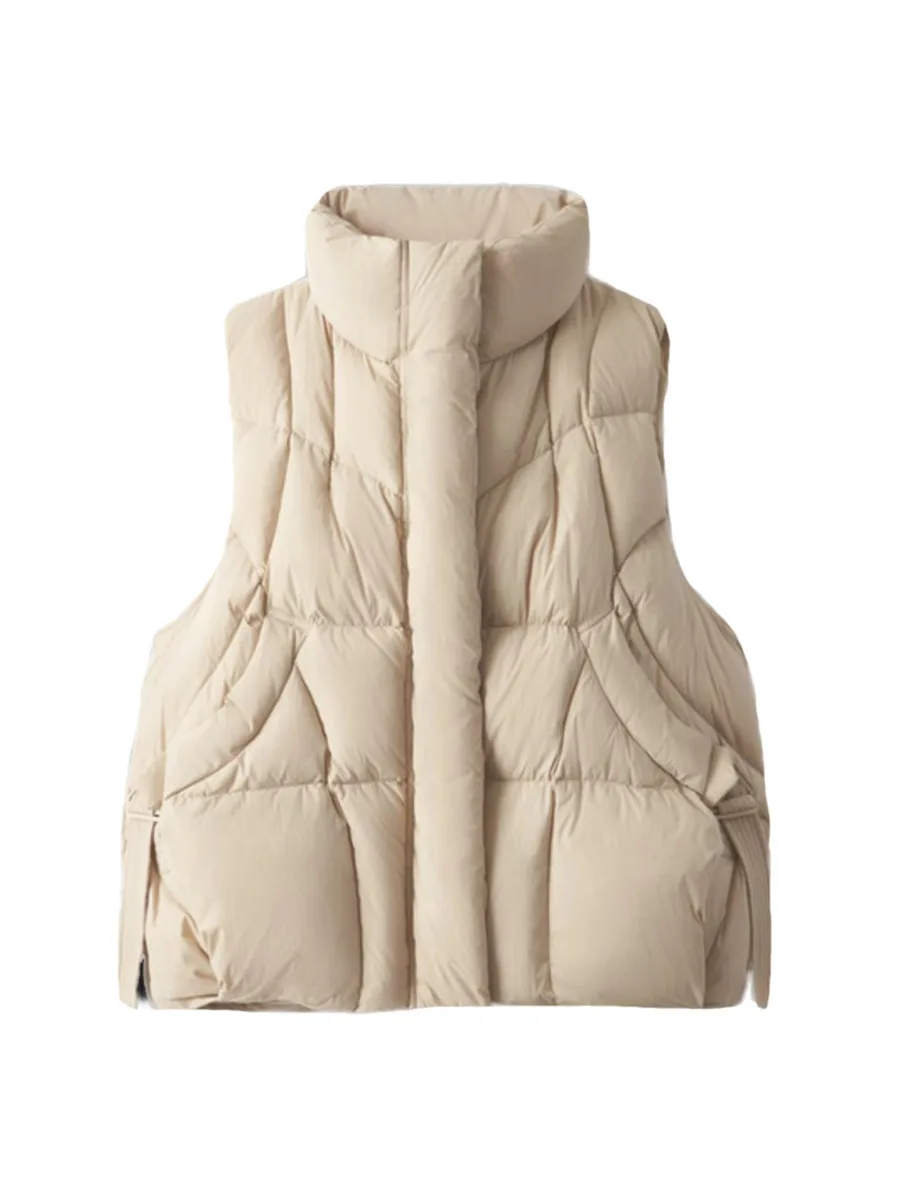 خفيفة الوزن الأبيض بطة أسفل صدرية دافئة للنساء الوقوف طوق بلون سترة معطف سميك الشتاء ملابس خارجية غير رسمية