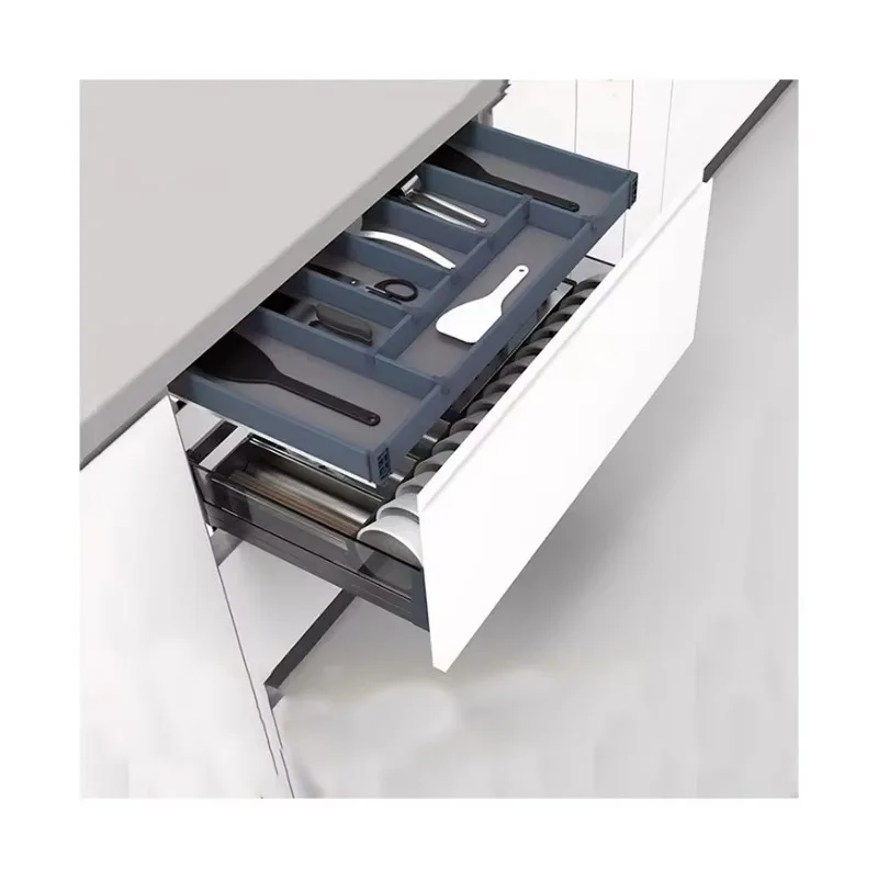 

Drawer Type Bowl Dish and Basket Aluminum Pull Out Dish Drawer Basket Multifunctional Kitchen Dish Storage Drawer Basket