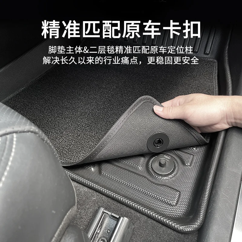 TPE Car Floor Mats For BYD Shark6 Right Hand Drive 5 Seat Full Coverage Odorless Carbon Fiber Pattern Galaxy Carpet