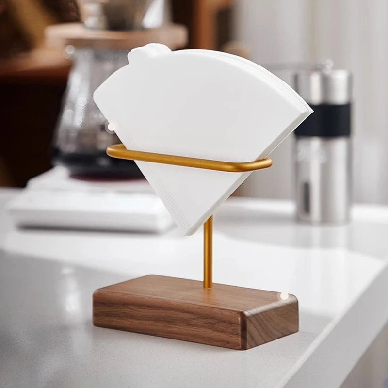 Portafiltro per caffè in legno contenitore per la conservazione del filtro per caffè in alluminio Dispenser per filtro per caffè per accessori per caffè a forma di V