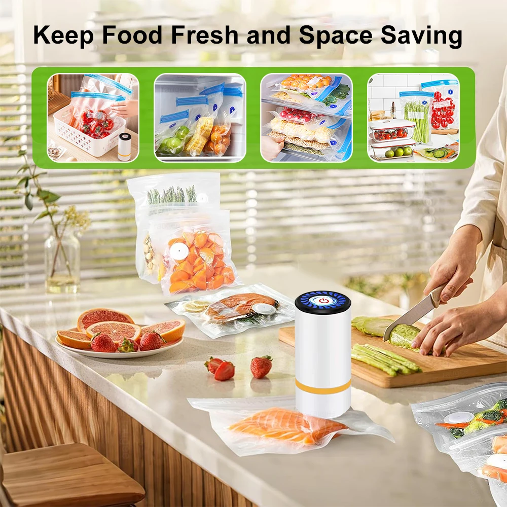 Electric Air Pump Handheld Automatic Air Pump Food Fresh-Keeping Rechargeable Vacuum Sealer with BPA-Free Vacuum Packaging Bag image 5