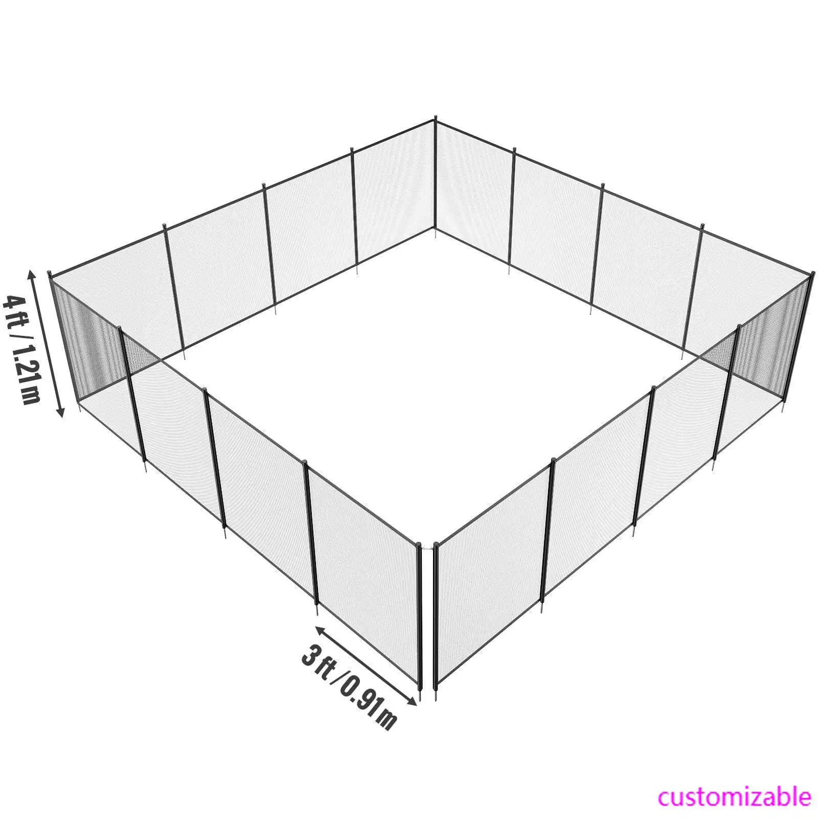 

Pool Fence, 4 x 48 FT Pool Fences for Inground Pools, Removable Child Safety Fencing, Easy DIY Installation Swimming