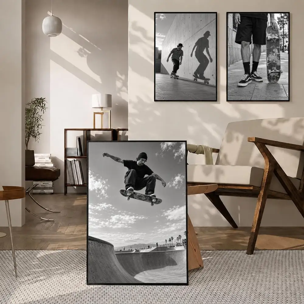 Sport Skateboarding Extreme Sports Poster High-definition  stickers, suitable for bedroom, living room, home decoration