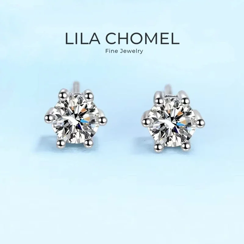 

Girl Valentine's Day White Gold 18K Women Wedding Earplug Stud Earrings 0.3/0.5/1CT Moissanite Diamond Girlfriend Birthday Gift