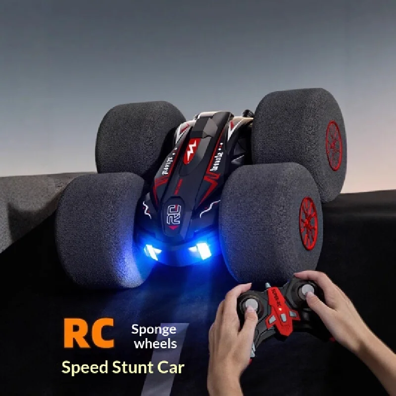 CR RC Stunt Car Sponge Tires 24Ghz Rechargeable Double Sided 360 Degree Rotation Tumbling Shock Resistant Indoor Outdoor Adults