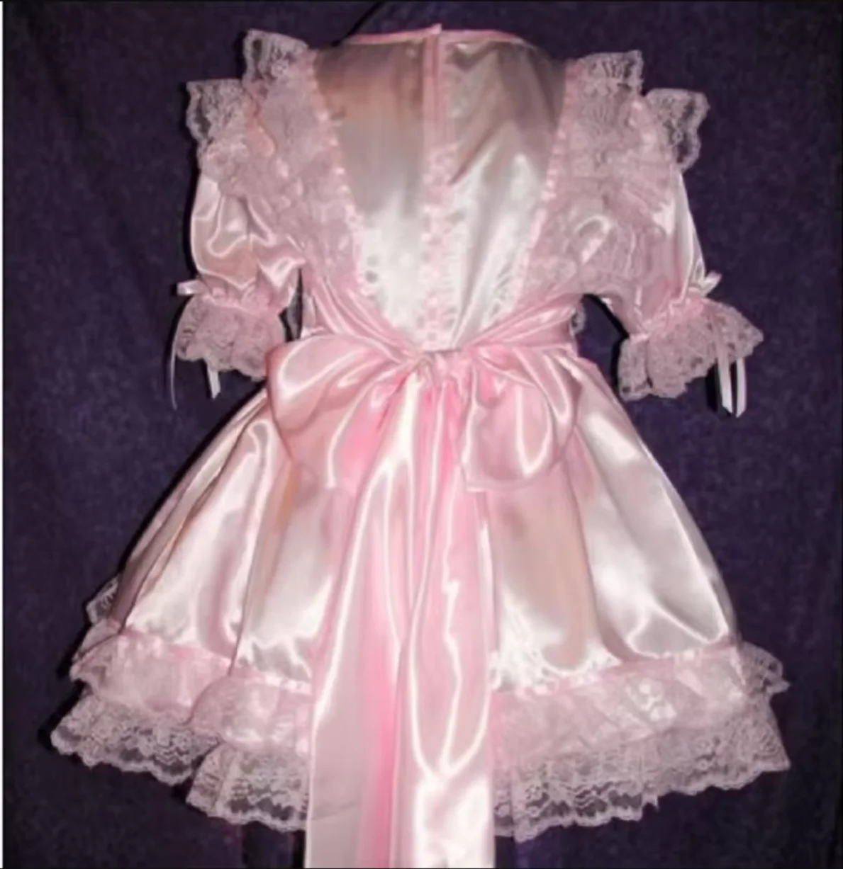 Vestido de Fiesta de Encaje Satinado Blanco Angela, Estilo Sissy, para Adultos, Vestido Gigante de Bebé, para Travestis, Vestido Personalizado, Éxito de Ventas en Francia