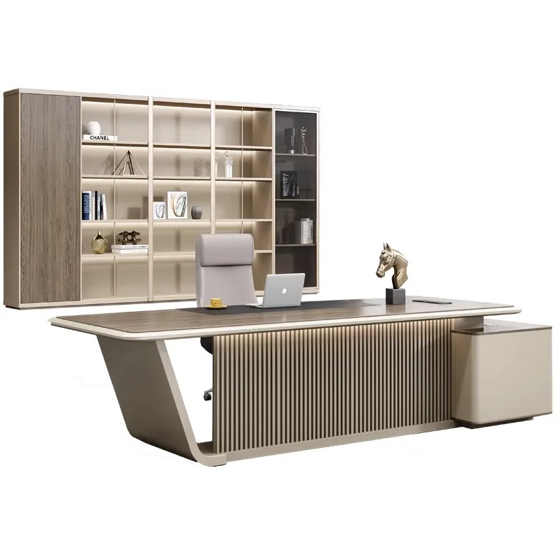 

Boss table simple modern special-shaped creative paint large desk office table and chair combination