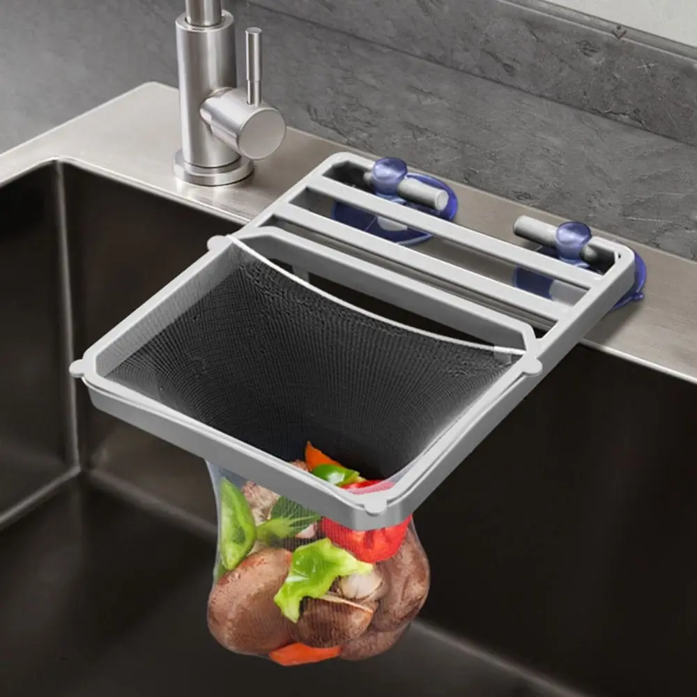 

Plastic Sink Filter Rack Anti-Clogging Suction Cup Sink Waste Filter with Disposable Garbage Mesh Bag Waste Garbage Net Shelf