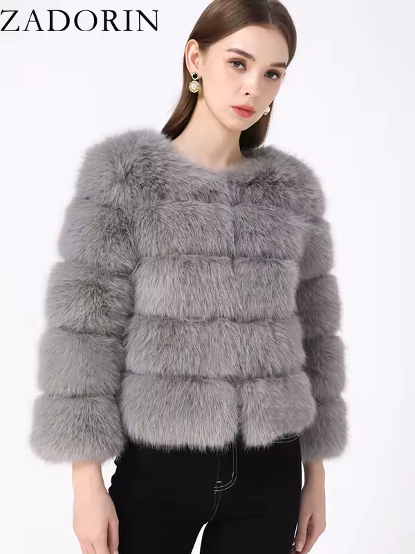 ZADORIN S-6XL Mink Coat Winter Black White Faux Fur Coat Woman Elegant Fluffy Faux Fur Jacket Top Short Fur Coats Woman Clothing - Image 3