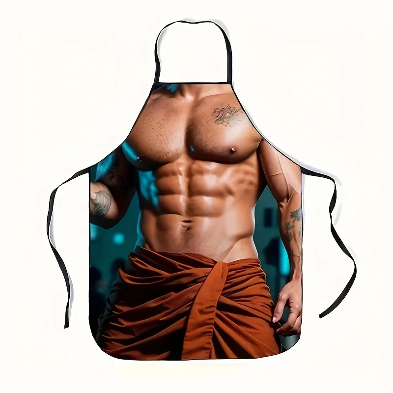 Sexy Tattoo Man Apron Waterproof Polyester Costume Kitchen G