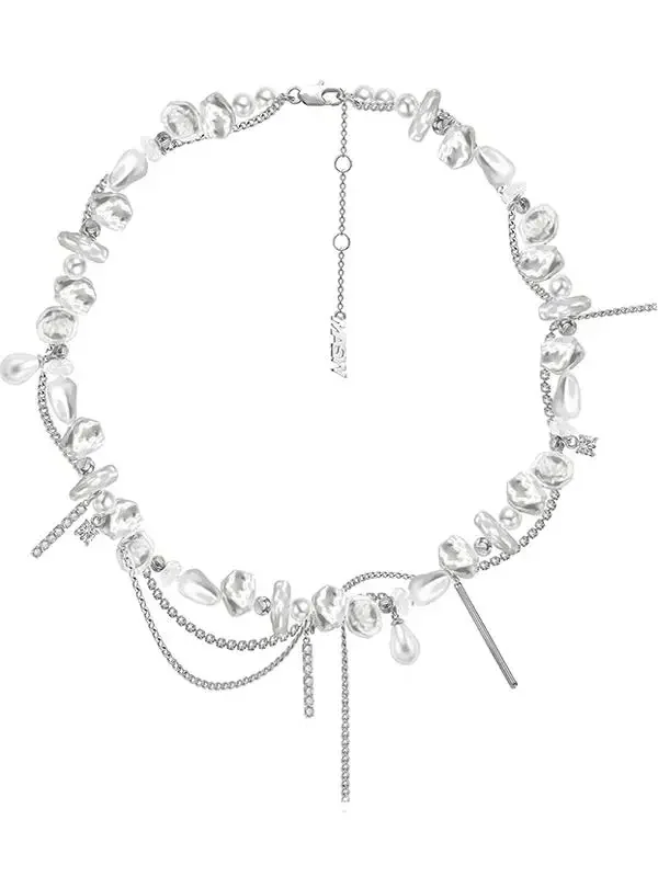 

Премиальное колье-цепочка на ключицу ручной работы с барочными жемчужинами