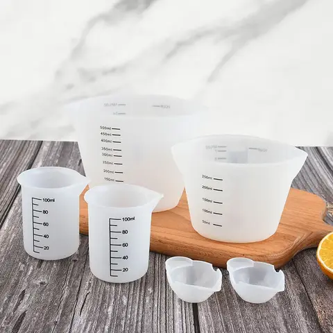 투명 눈금이있는 실리콘 계량컵 식품 등급 내구성 비 점착성 DIY 케이크 에폭시 수지 보석 만들기 주방 베이킹 도구 Best5 투명 눈금이있는 실리콘 계량컵 식품 등급 내구성 비 점착성 DIY 케이크 에폭시 수지 보석 만들기 주방 베이킹 도구 Best5