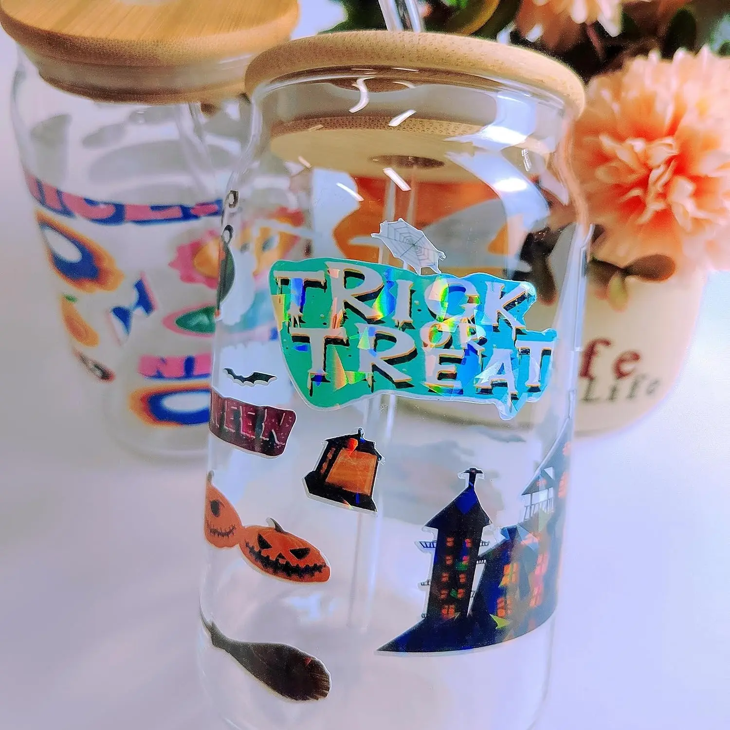 50枚 ダイヤモンドサイズ: 2.9 X 4.1インチ ホログラフィックステッカー紙 グリッタークリアホログラフィックオーバーレイ コールドラミネートフィルム