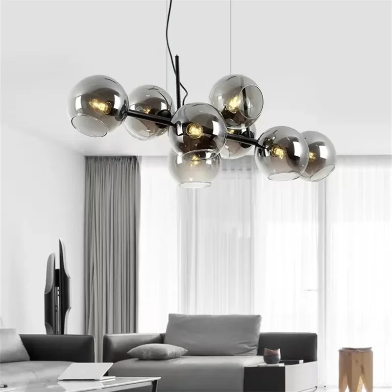 Vintage Art Decor LED Pendant Light Modern Glass Bubble Molecule Lamp Bar Kitchen Dining Room Pendant Lamp for Home