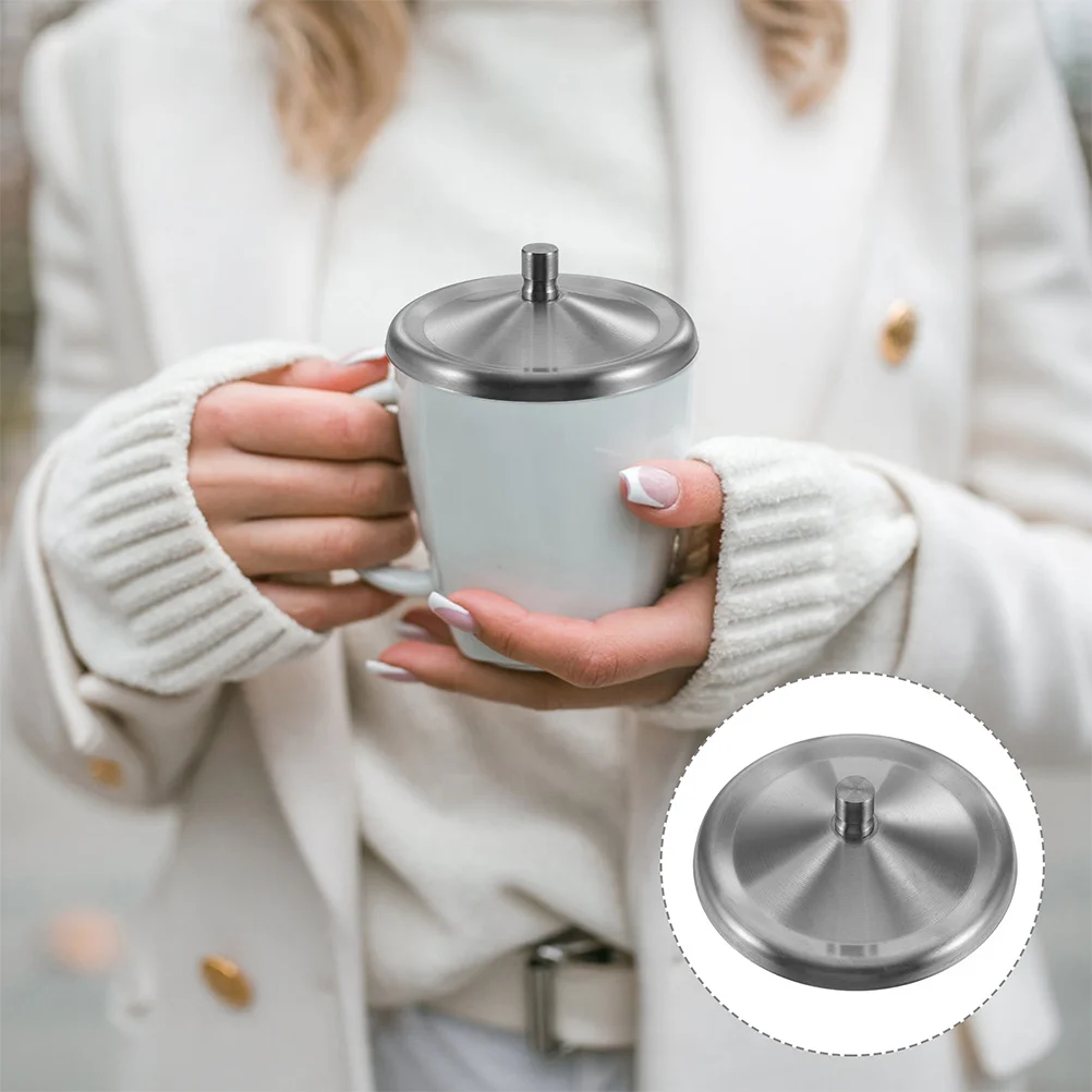 

6Pcs Stainless Steel Mug Lid Covers 8cm High Temperature Resistant Universal Coffee Tea Cup Seal Cap Hot Drink Cup Cover