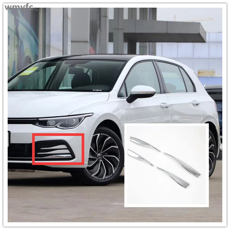 For Volkswagen VW Golf 8 MK8 280TSI Pro 2021 2022 23 ABS Chrome Front Fog Light Cover Trim Bezel Garnish Foglight Bumper Styling