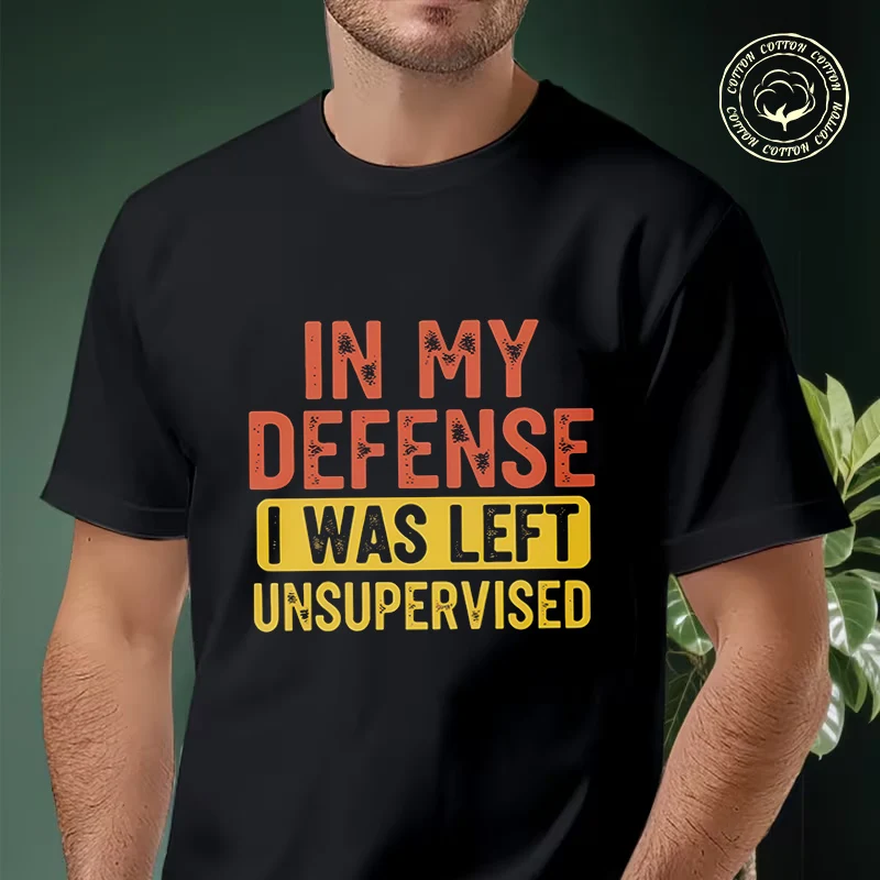 

Men T-shirt High Quality Funny Cotton Unsupervised Defense Humorous Motorcycle Casual Cool Loose O-neck Male For Tees
