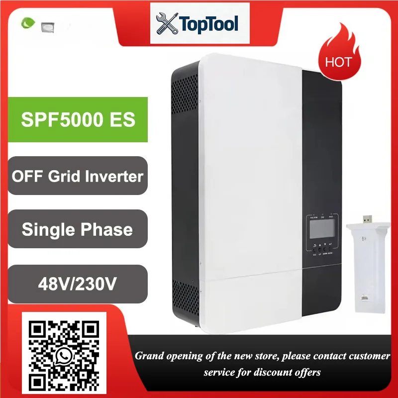 5KW OFF Grid Inverter Single Phase 48V 230V 5Kw Pure Sine Wave Grid Compatible With Wifi Hybrid Inverter SPF 5000ES