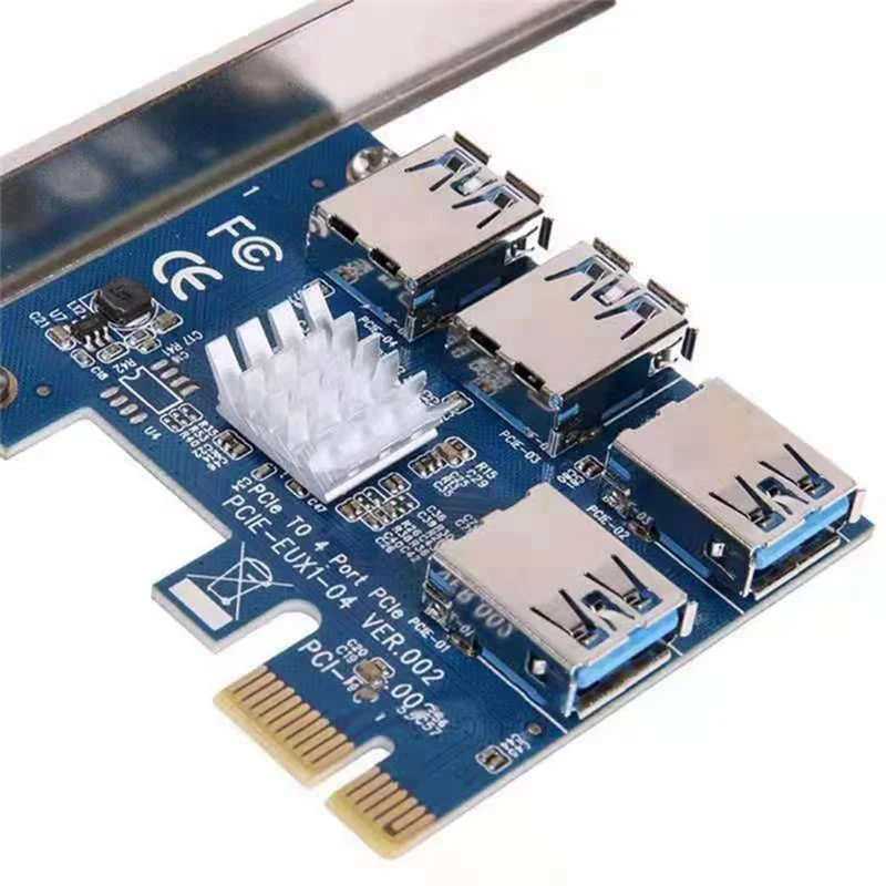 PCIE PCI-E PCI Express Riser การ์ด 1X to 16X1 ถึง 4 USB 3.0 Slot Multiplier Hub Adapter