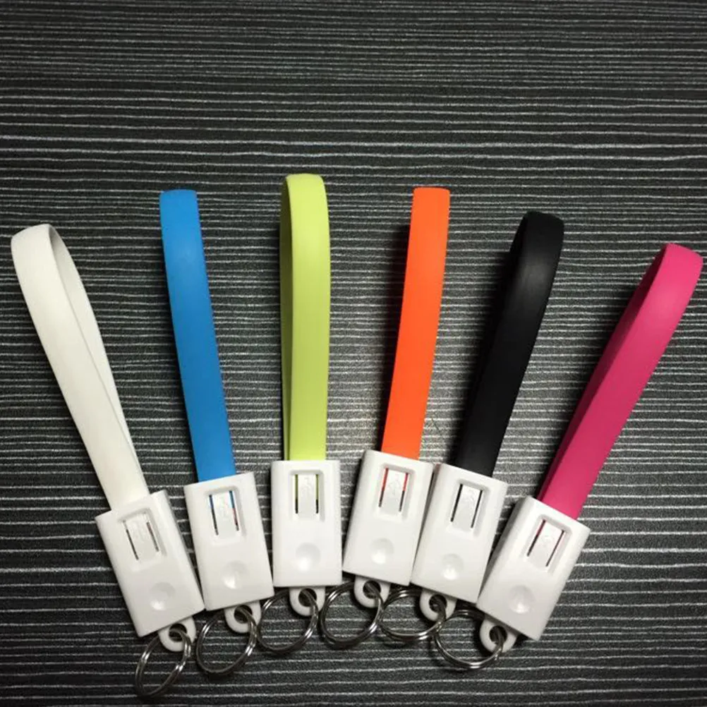 Portable Micro USB Cable Keychain Orange Small Mini Charging Cord for Mp3 Mp4 Player Data Key Ring