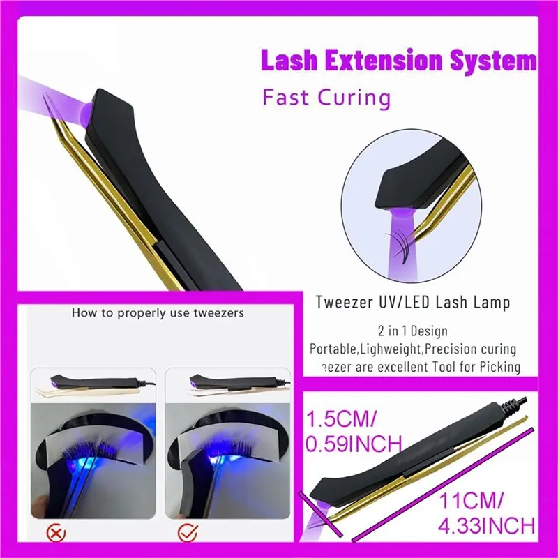 AB41-Uv Lash Light For Eyelash Extensions Glue Curing Lamp With Foot Pedal Portable Wrist Uv Led Light EU Plug